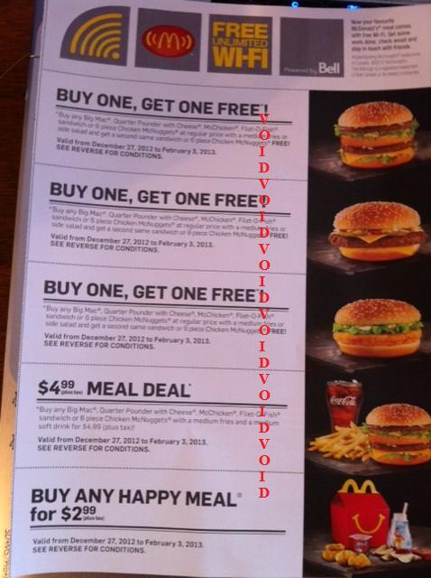 New Mcdonald's Coupons! Valid December 27- February 3rd 2013