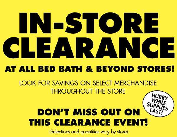 Bed Bath Beyond In store Clearance Event