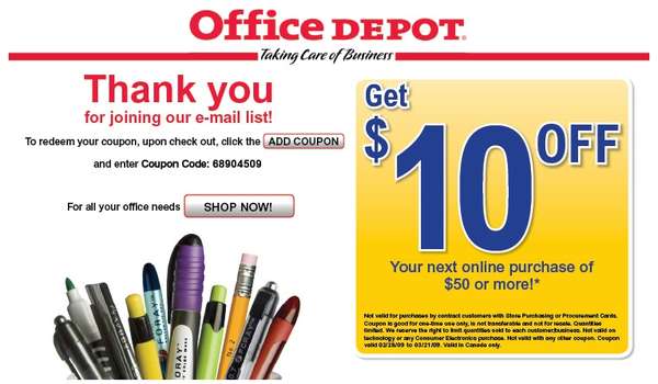 coupons online. Office Depot Online Coupon