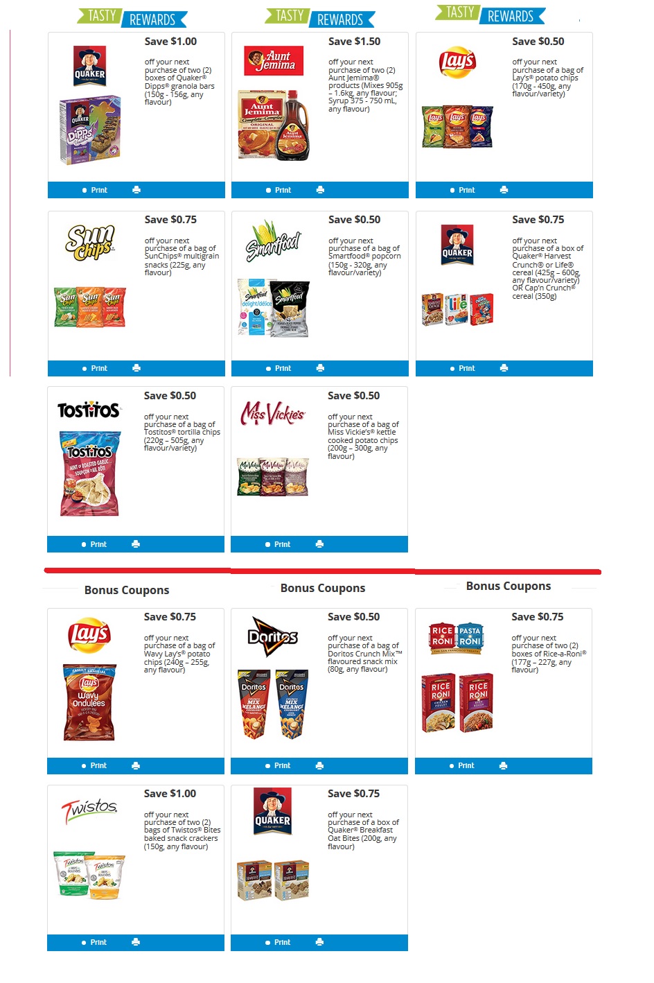 Tasty Rewards -- NEW PepsiCo coupon portal (Printables)