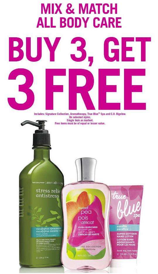 Bath & Body Works All Body Care Buy 3 & Get 3 Free