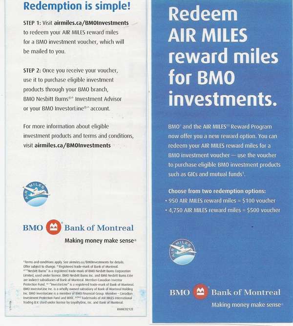 bmo air miles investment voucher