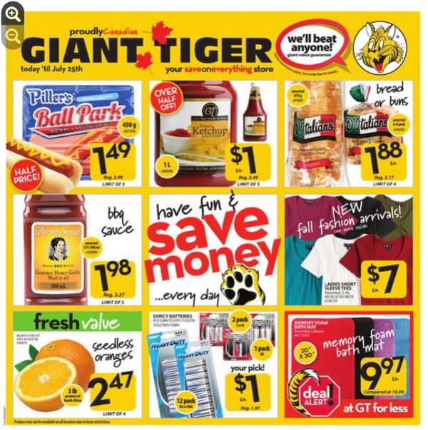 Giant Tiger Flyer July 18 to July 25