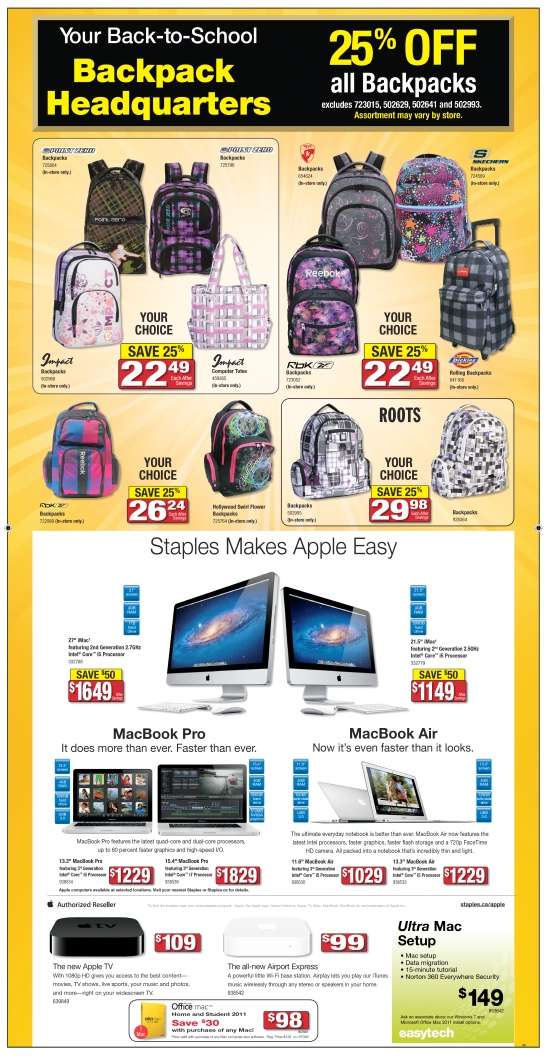 Staples Back To School Flyer August 8 to 14