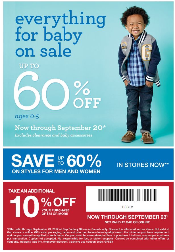 Gap Factory Store Everything for Baby is on Sale for up to 60% off(exp on Sep 20th)