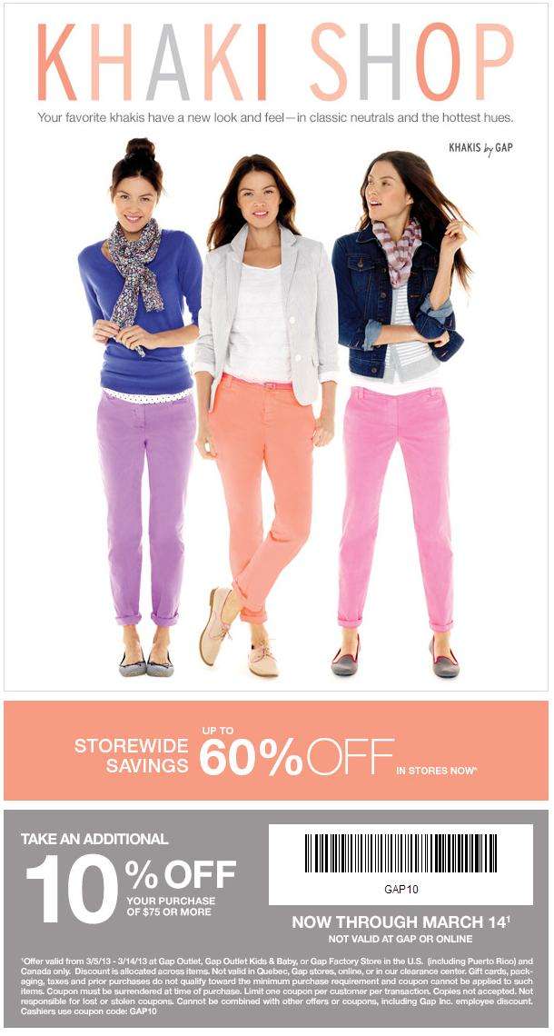 Gap Outlet Save up to 60 on select styles + 10 off 75 purchase