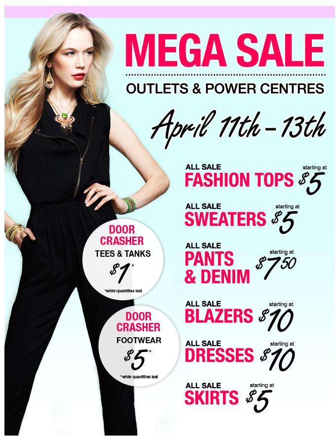 Suzy Shier Mega Outlet Sale April 11 to 13