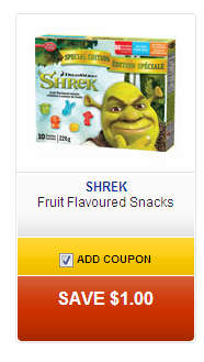 New $1 Shrek Fruit Snacks Coupon On Life Made Delicious (save.ca)