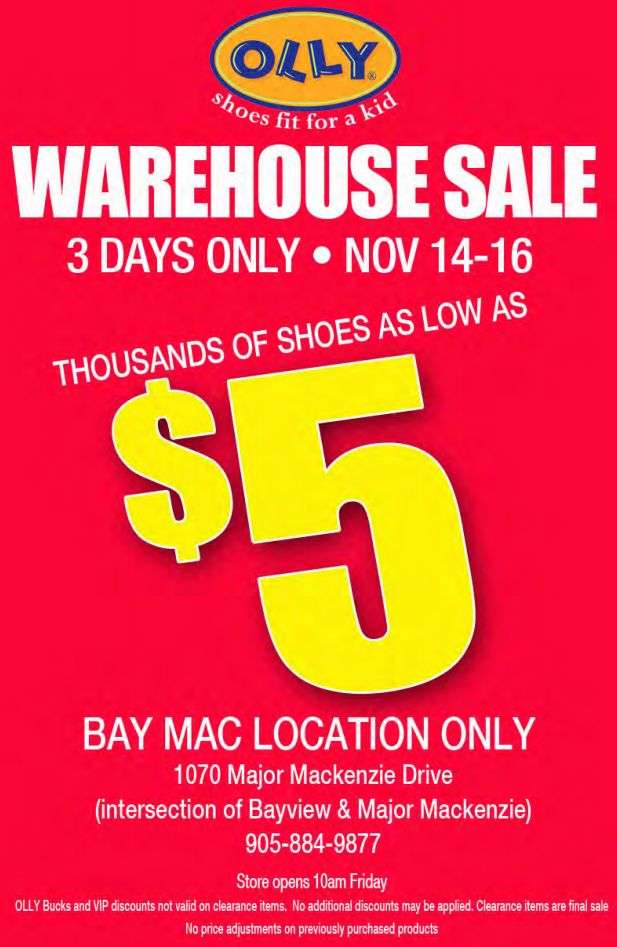 olly shoes warehouse sale