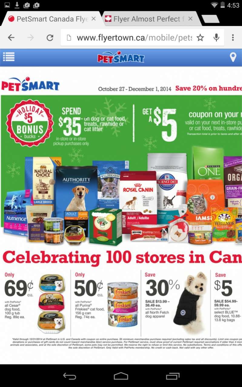 PetSmart Canada Oct 27- Dec 1, 2014