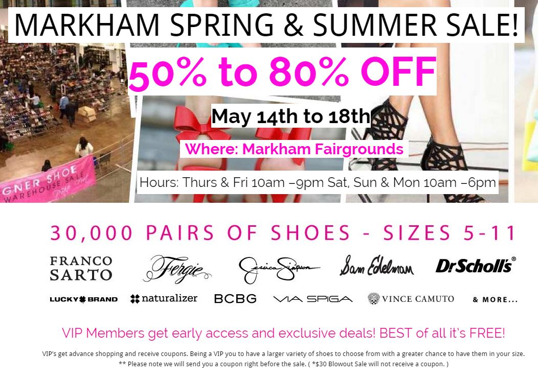 Designer Shoe Warehouse Sale in Markham (May 14 to 18)