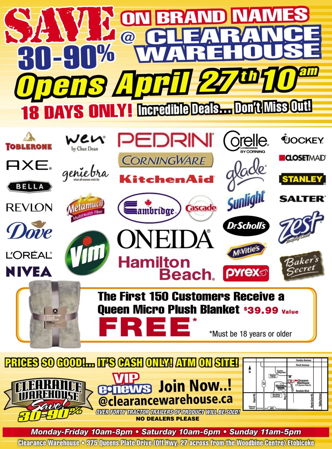 Clearance Warehouse Sale in Etobicoke (April 27-May 14)