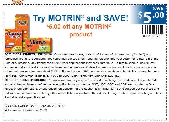 High Value Coupon 5 Off Any Motrin Productprintable