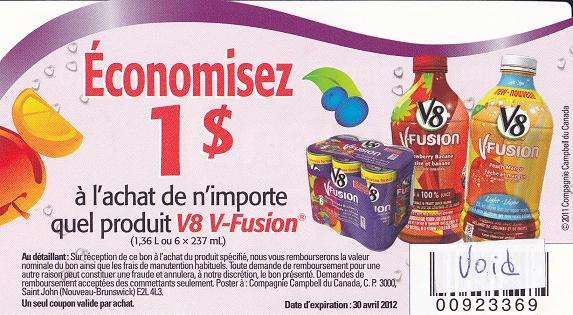 Coupon In Publisac, 1 V8 Fusion Coupon