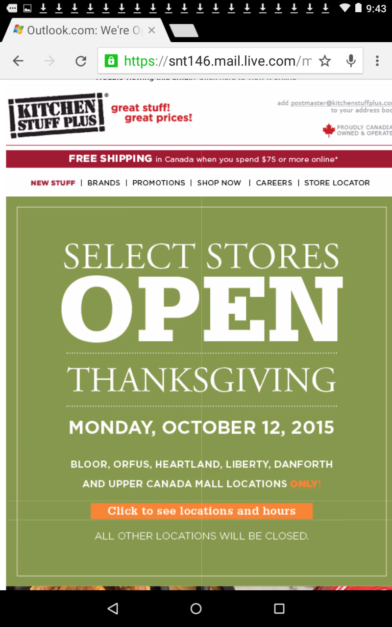 What is open thanksgiving monday oshawa