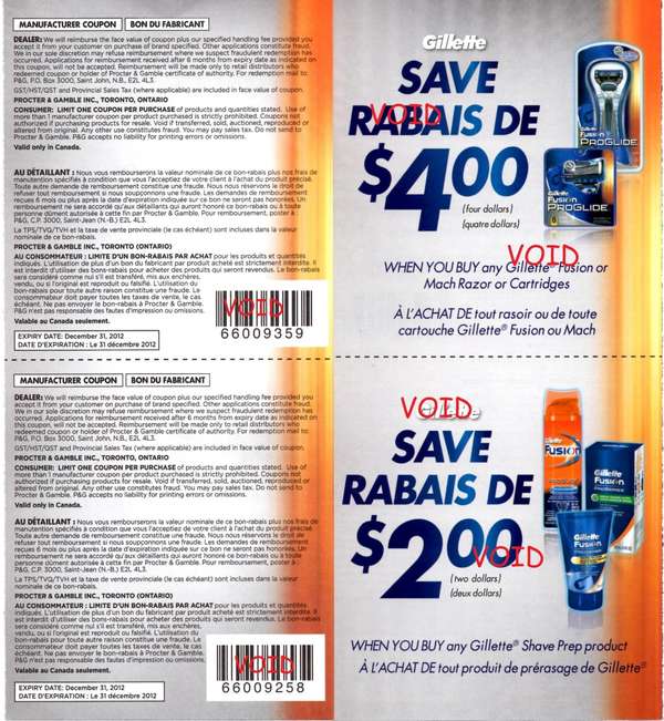 gillette coupons