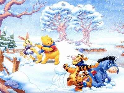 Winnie snow ball fight