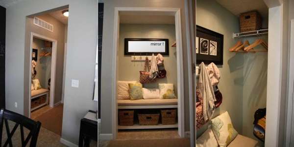 Turn the front entrance Closet into a little Mudroom!